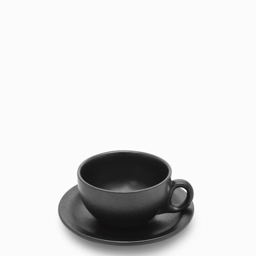 Set pocillo y plato negro mate 260 ml