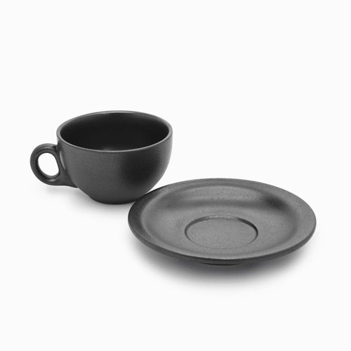 Set pocillo y plato negro mate 260 ml