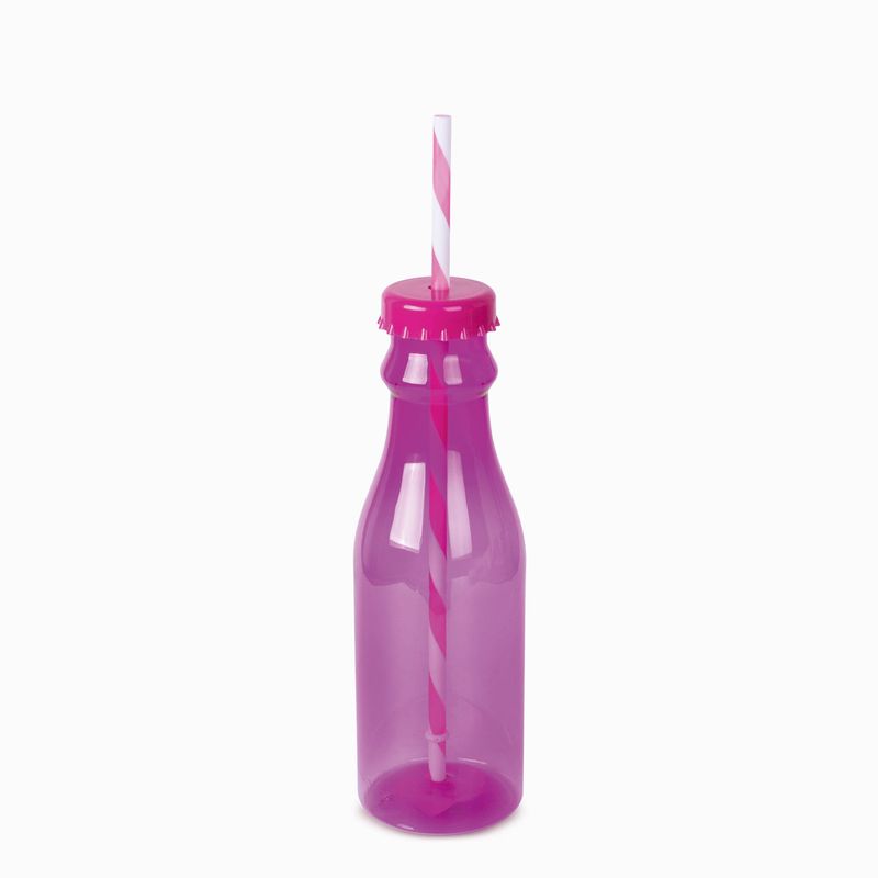 Botella con pitillo rosada 680 ml