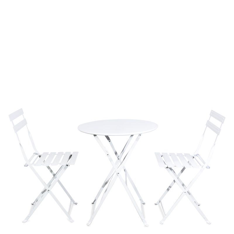 Set comedor metal bistro blanco 70x60x60