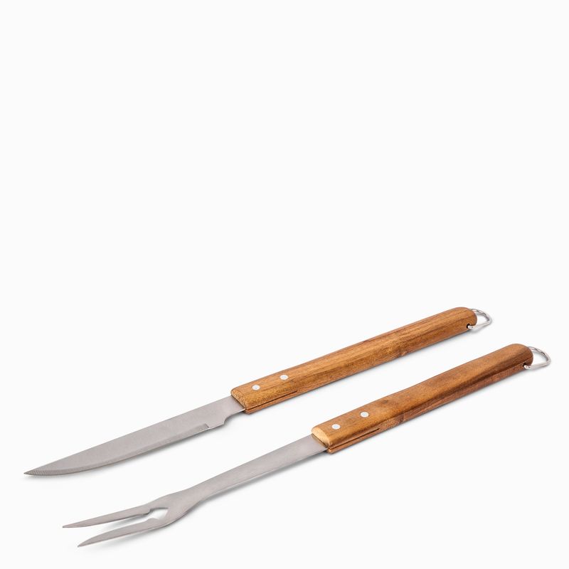 Set de cuchillo y tenedor bbq acacia