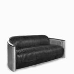 Sofa cuero metal 3ptos vintage negro