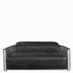 Sofa cuero metal 3ptos vintage negro