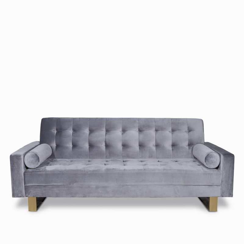 Sofacama havsten velvet gris