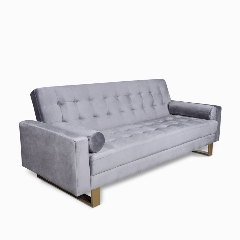 Sofacama havsten velvet gris