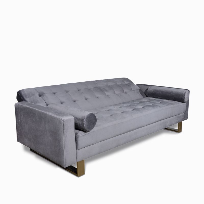 Sofacama havsten velvet gris