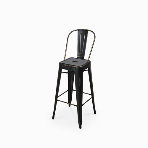 Silla bar industrial negra