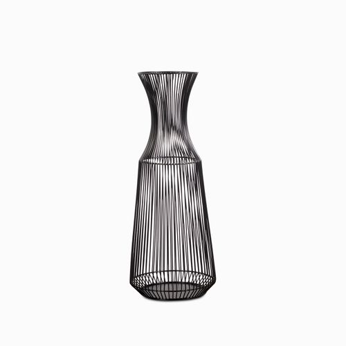 Jarron metalico alto lineas negras