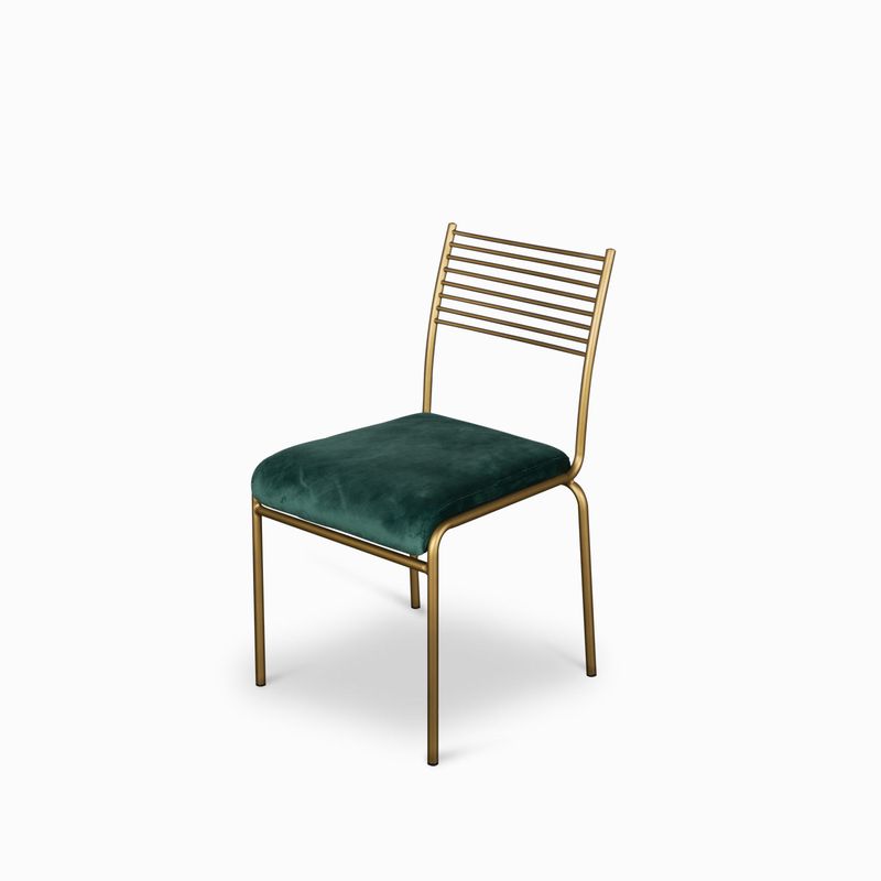 Silla lineas doradas velvet verde