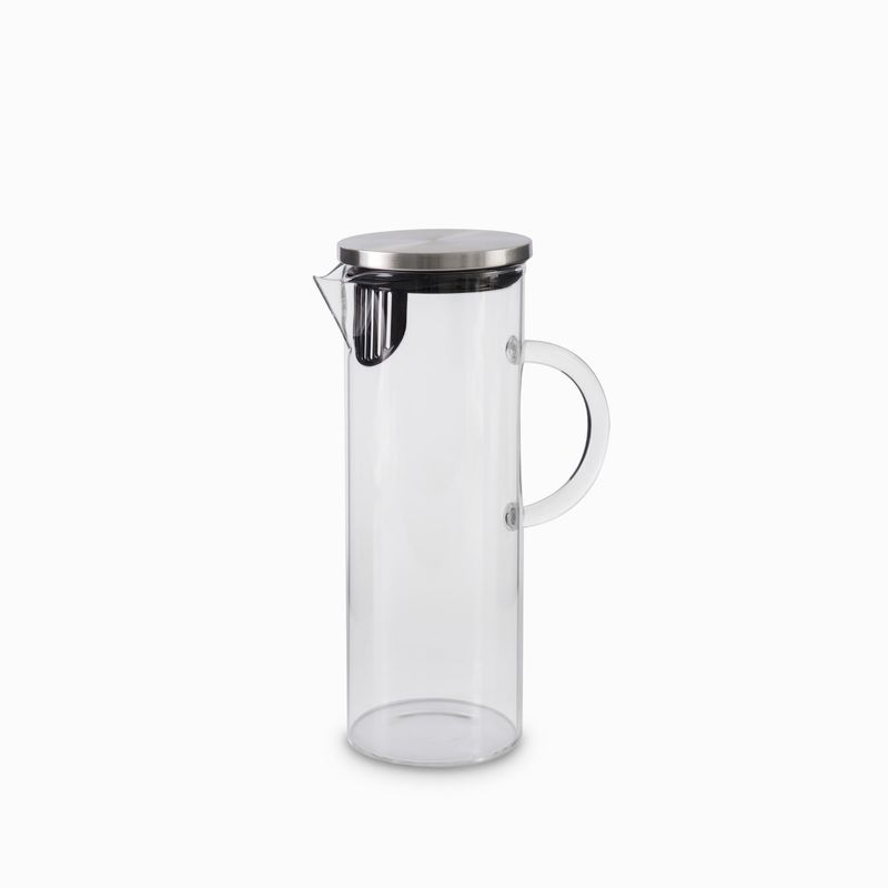 IDEALUX Jarra de vidrio con tapa de filtro de acero inoxidable, jarra de  agua de borosilicato resistente al calor de 68 onzas, jarra de café, té y