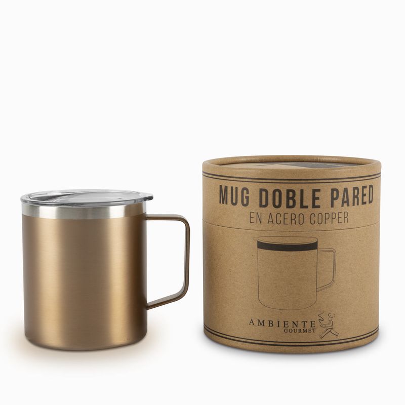 Mug doble pared en acero copper