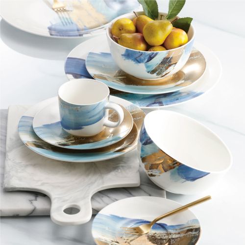 Plato mediano acuarela oro turquesa 20 cm