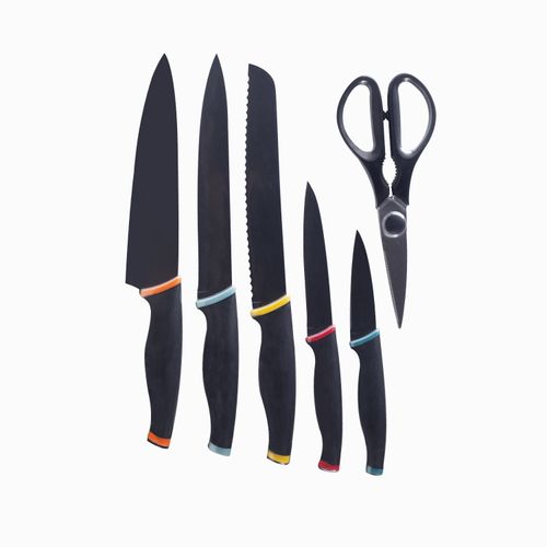 Set de cuchillos con tijeras y tabla