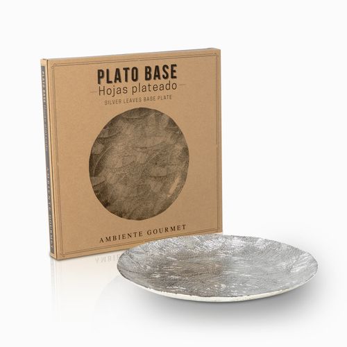 Plato base hojas silver