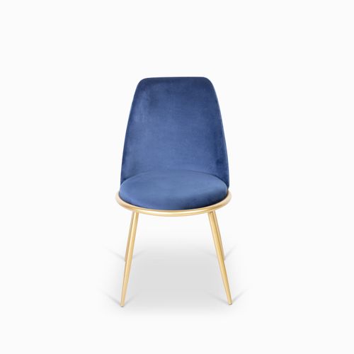 Silla comedor redonda dorado velvet azul