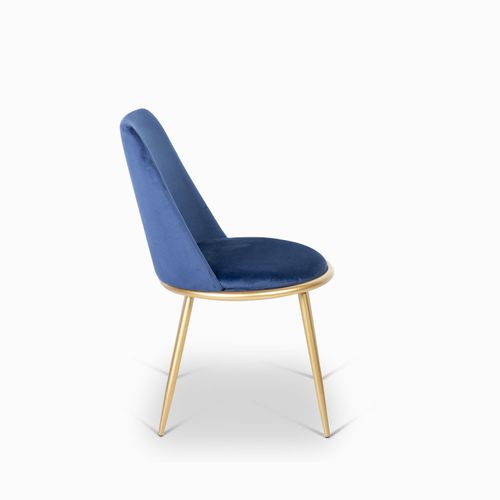Silla comedor redonda dorado velvet azul