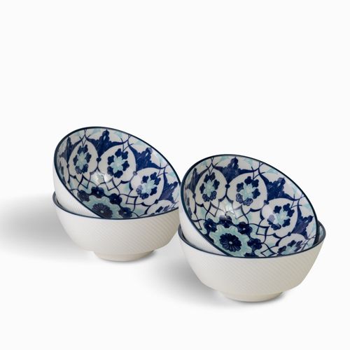 Tazon flor indigo 14 cm set x 4