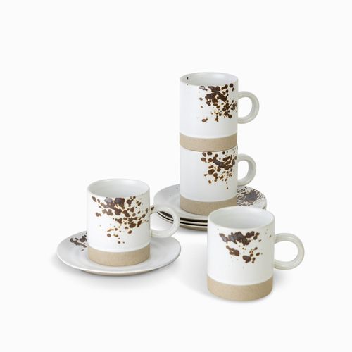 Pocillo y plato gayra blanco 200ml setx4