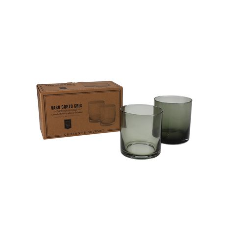 Vaso corto gris set x 2
