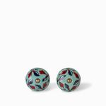 Pomo-ceramica-azul-flores-set-x-2