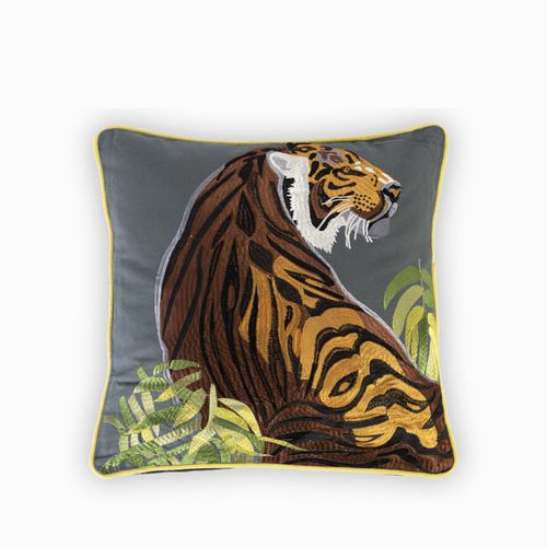 Cojin tigre fondo azul