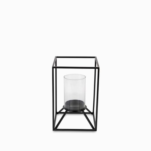 Candelabro cubo negro 18x18x25cm