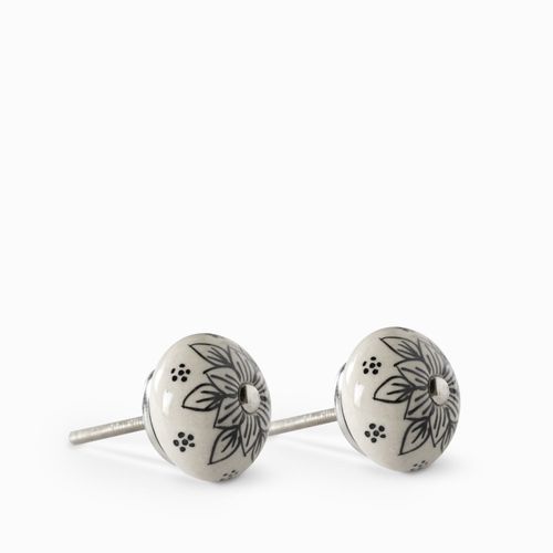 Pomo cerámica flor negra set x 2