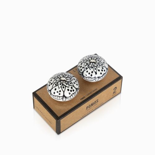 Pomo cerámica blanco set x 2
