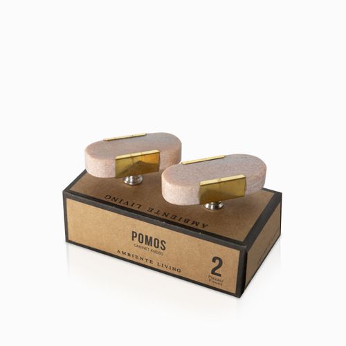 Pomo oval marmol set x 2