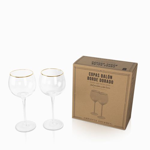 Copas balon borde dorado setx2