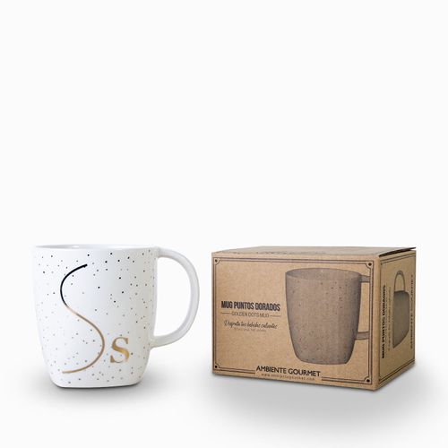 Mug s puntos dorado