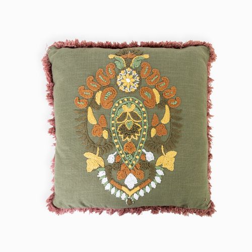 Cojín verde borde arcilla