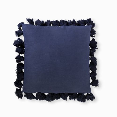 Cojín borlas azul 60x60cm