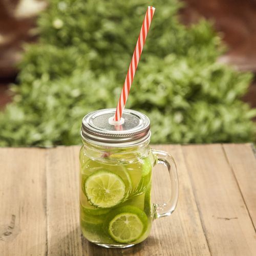 Vaso mason con pitillo set x 2