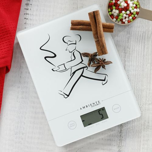 Pesa electronica de cocina blanca
