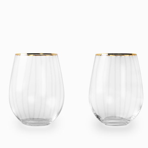 Vaso rayas borde dorado 670ml setx2