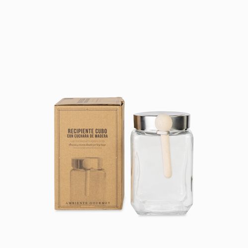 Recipiente cubo con cuchara madera 750ml