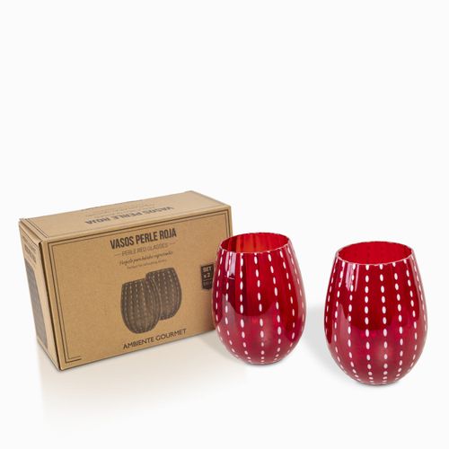 Vaso perle rojo 530ml setx2