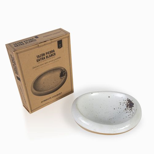 Tazon piedra gayra blanco 26x20x6