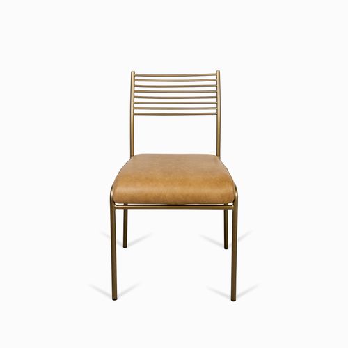 Silla Líneas doradas en cuero cognac