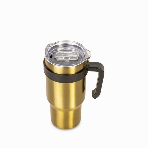 Termo con manija doble pared dorado