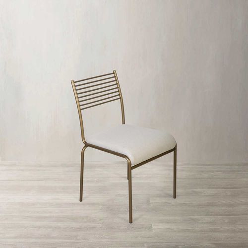 Silla Líneas Doradas en lino beige