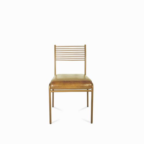 Silla Líneas Doradas en cuero miel