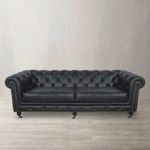 Sofa-Cuero-3-puestos-capitoneado-negro