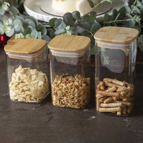 Recipiente cuadrado tapa en bambu 700ml
