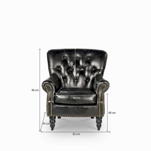 Silla de cuero Capitoneada negra