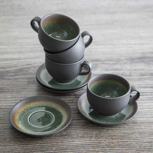 Pocillo y plato jade 250ml setx4