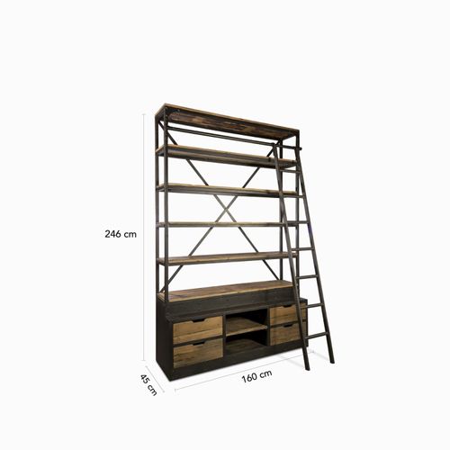 Biblioteca doble con escalera