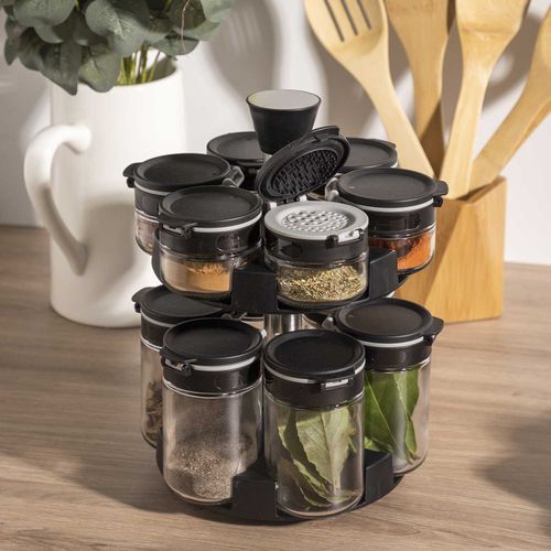 Set para especias negro x12