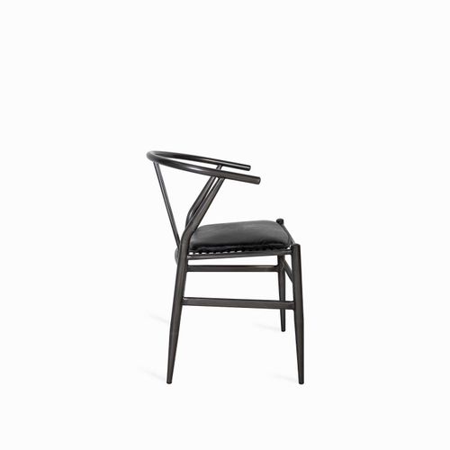 Silla luna cuero negra pata negra
